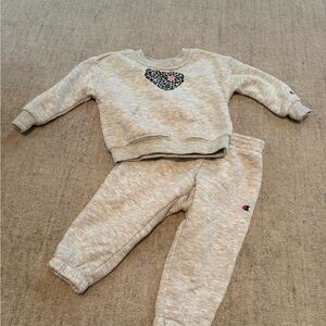 Champion Kids Gray Sweatshirt and Joggers with Heart Design